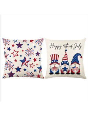 USA Patriotic 4th Of July Pillow Cover Set America 250 Decor Stars Fireworks NEW